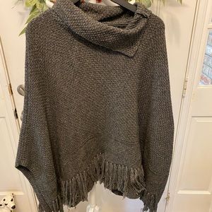 Coldwater Creek Thick Knit wool Blend Poncho Coverup Wrap OS